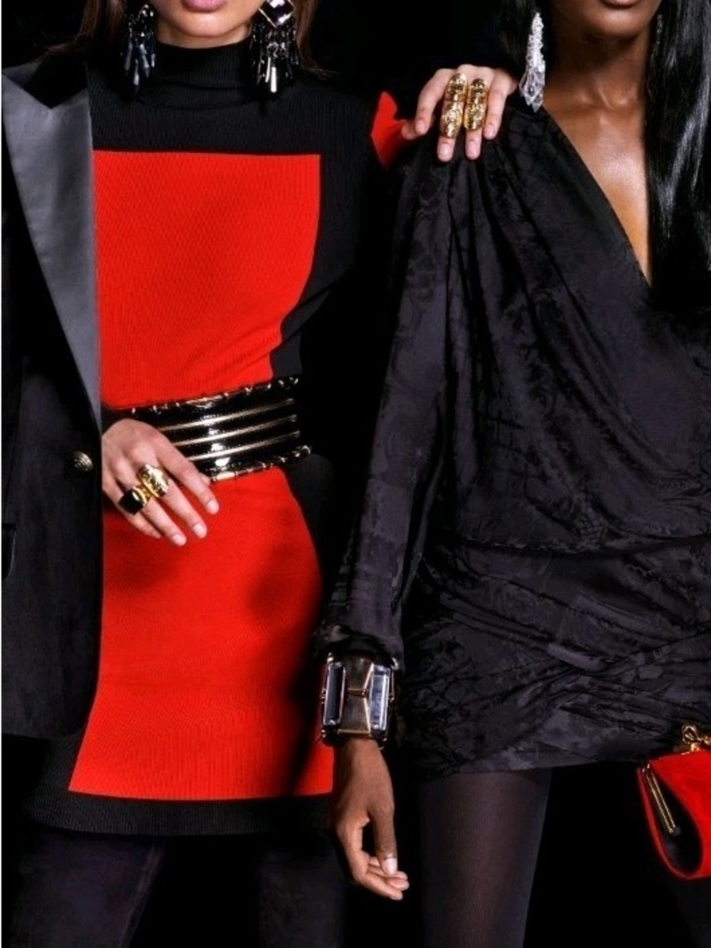 Balmain Black &Red Zipper Dress + Ring